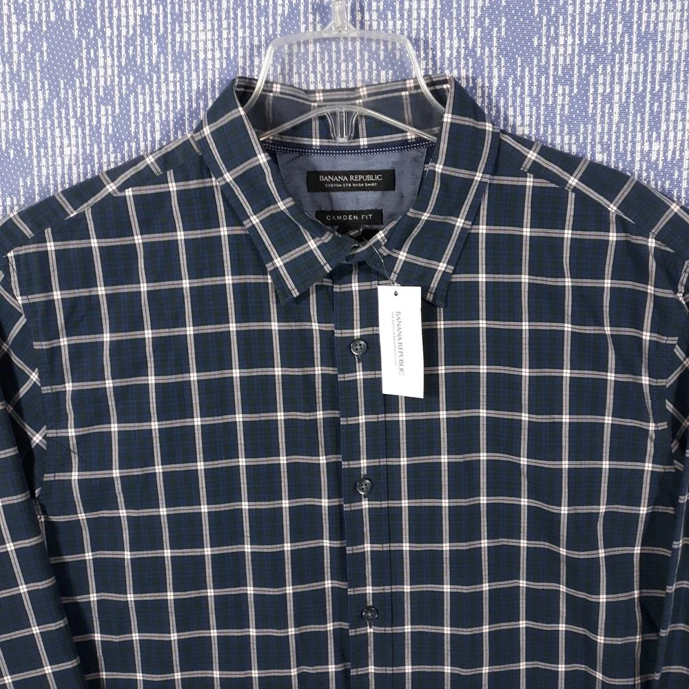Banana Republic Shirt Mens Size Large Camden Fit Cotton Blue NEW